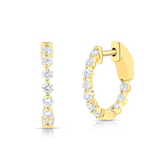 1/2 Ctw Round Diamond Shared Single Prong Round Hoops