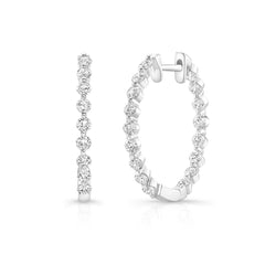1 Ctw Round Diamond Shared Single Prong Round Hoops