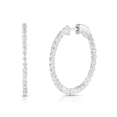 1 1/2 Ctw Round Diamond Shared Single Prong Round Hoops