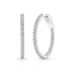 1 Ctw Round Diamond Common Prong Round Hoops