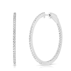 1 1/2 Ctw Round Diamond Common Prong Round Hoops