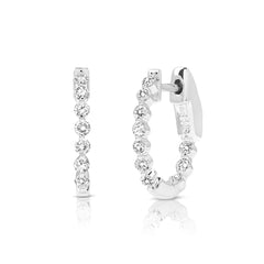1/2 Ctw Round Diamond Shared Single Prong Oval Hoops