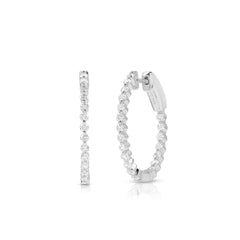 1 Ctw Round Diamond Shared Single Prong Oval Hoops