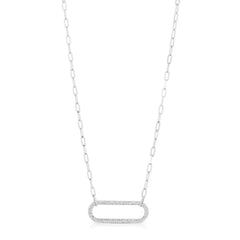 Pave Diamond Paper Clip Statement Necklace