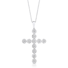 3/4 Ctw Cluster Diamond Cross Pendant