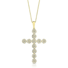 3/4 Ctw Cluster Diamond Cross Pendant