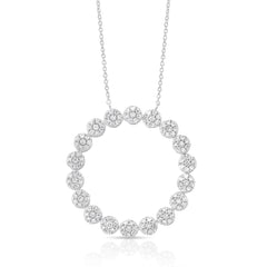 3/4 Ctw Cluster Diamond Circle Pendant