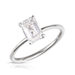 1 1/2 Ct Emerald Cut Center Lab Grown Diamond Hidden Halo Solitaire Ring