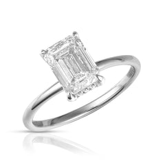 2 Ct Emerald Cut Center Lab Grown Diamond Hidden Halo Solitaire Ring