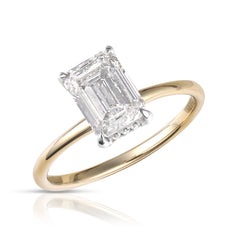 2 Ct Emerald Cut Center Lab Grown Diamond Hidden Halo Solitaire Ring