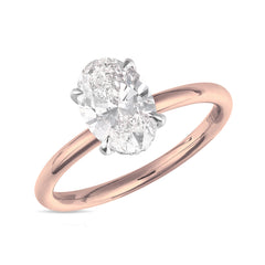 2 Oval Center Lab Grown Diamond Hidden Halo Solitaire Ring