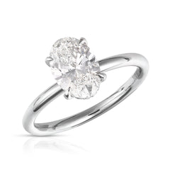 2 Oval Center Lab Grown Diamond Hidden Halo Solitaire Ring
