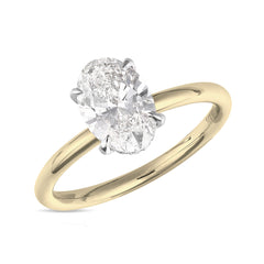 2 Oval Center Lab Grown Diamond Hidden Halo Solitaire Ring