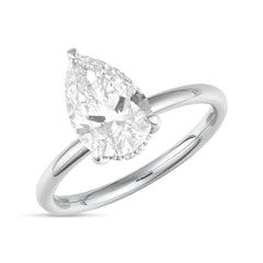  1 1/2 Pear Shape Center Lab Grown Diamond Hidden Halo Solitaire Ring