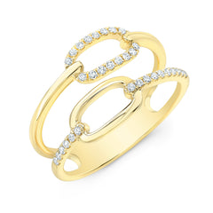 Double Band Paper Clip Pave Diamond Ring