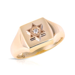 Square Signet Ring With Letter