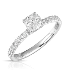 3/4 Ct Cushion Center Lab Grown Diamond Hidden Halo Ring