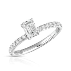3/4 Ct Emerald Cut Center Lab Grown Diamond Hidden Halo Ring
