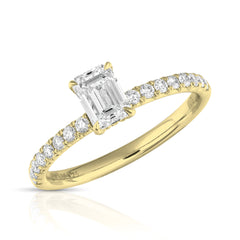 3/4 Ct Emerald Cut Center Lab Grown Diamond Hidden Halo Ring