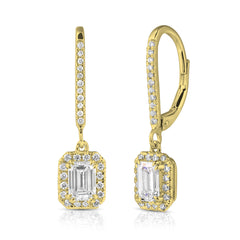 1 Ctw Emerald Cut Center Lab Grown Diamond Halo Earrings