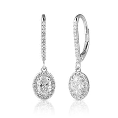 1 Ctw Oval Center Lab Grown Diamond Halo Earrings