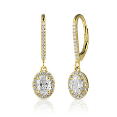 1 Ctw Oval Center Lab Grown Diamond Halo Earrings