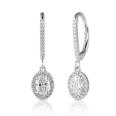 2 Ctw Oval Center Lab Grown Diamond Halo Earrings
