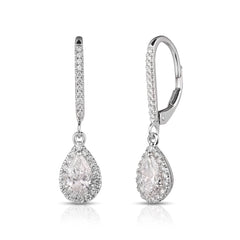1 Ctw Pear Shape Center Lab Grown Diamond Halo Earrings