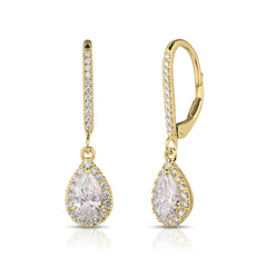 1 Ctw Pear Shape Center Lab Grown Diamond Halo Earrings