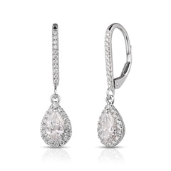 2 Ctw Pear Shape Center Lab Grown Diamond Halo Earrings