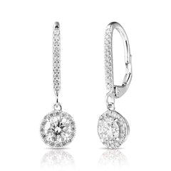 1 Ctw Round Center Lab Grown Diamond Halo Earrings