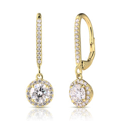 2 Ctw Round Center Lab Grown Diamond Halo Earrings