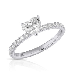 3/4 Ct Heart Shape Center Lab Grown Diamond Hidden Halo Ring