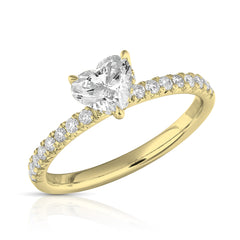 3/4 Ct Heart Shape Center Lab Grown Diamond Hidden Halo Ring