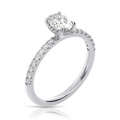 3/4 Ct Oval Center Lab Grown Diamond Hidden Halo Ring