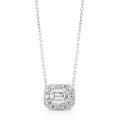 3/4 Ct Center Emerald Cut Lab Grown Diamond Halo Pendant
