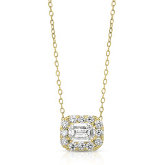 3/4 Ct Center Emerald Cut Lab Grown Diamond Halo Pendant