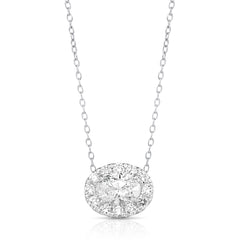 3/4 Ct Center Oval Lab Grown Diamond Halo Pendant