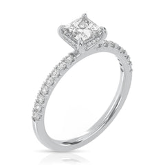 3/4 Ct Princess Cut Center Lab Grown Diamond Hidden Halo Ring