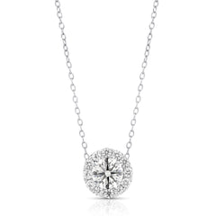 3/4 Ct Center Round Lab Grown Diamond Halo Pendant