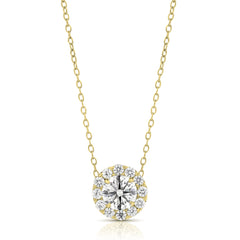 3/4 Ct Center Round Lab Grown Diamond Halo Pendant