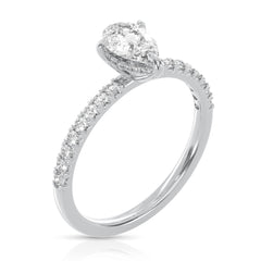 3/4 Ct Pearshape Center Lab Grown Diamond Hidden Halo Ring
