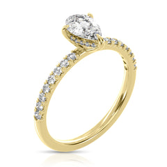 3/4 Ct Pearshape Center Lab Grown Diamond Hidden Halo Ring