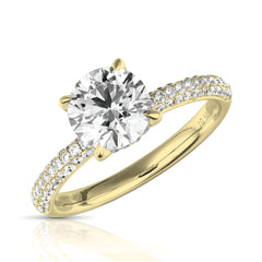 1 Ct Round Center Three-Row Lab Grown Diamond Engagement Ring