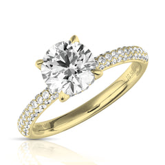 1 1/2 Ct Round Center Three-Row Lab Grown Diamond Enagement Ring