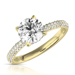 2 Ct Round Center Three-Row Lab Grown Diamond Engagement Ring